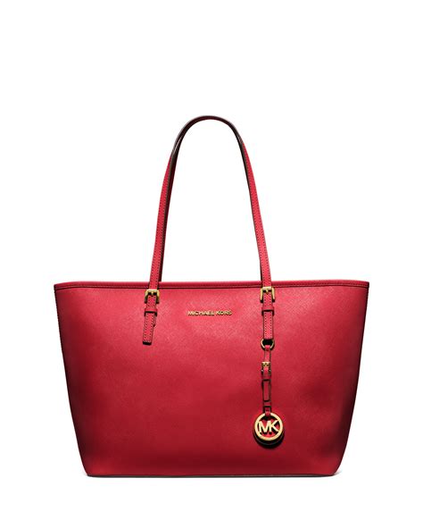 michael kors jet set travel bag red|Michael Kors saffiano jet set.